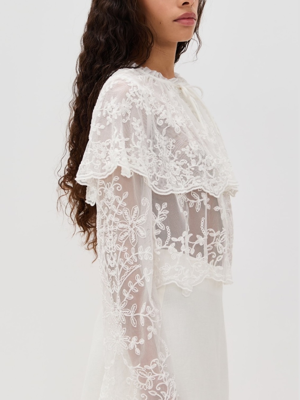 Sea New York Marja Embroidery Caplet Blouse in Pearl size S - Picture 3 of 8
